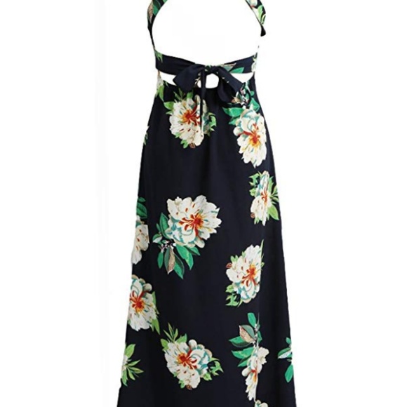 Halter Neck Maxi Dress Floral Print - Picture 2 of 5